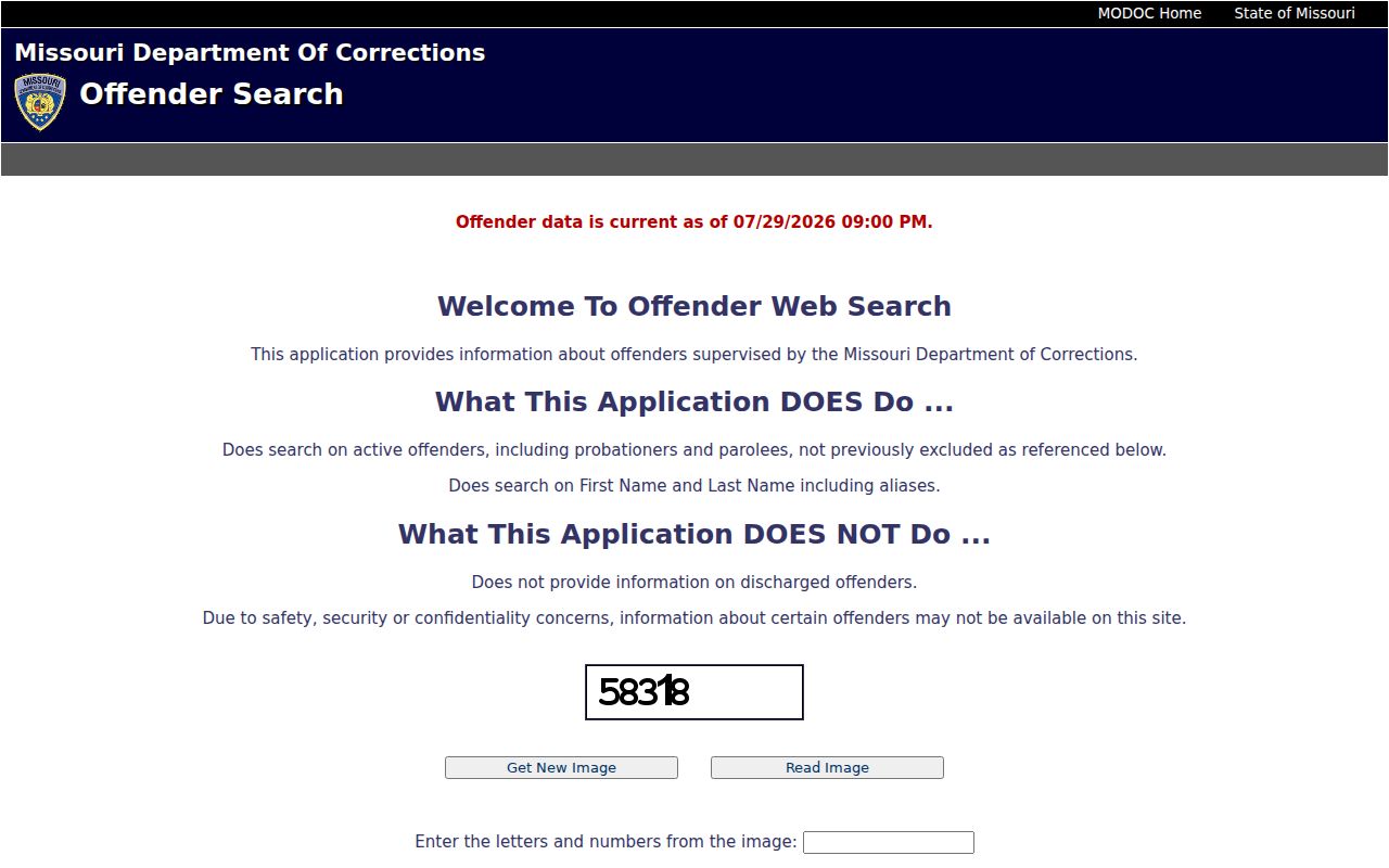 Carter County criminal record MODOC offender search